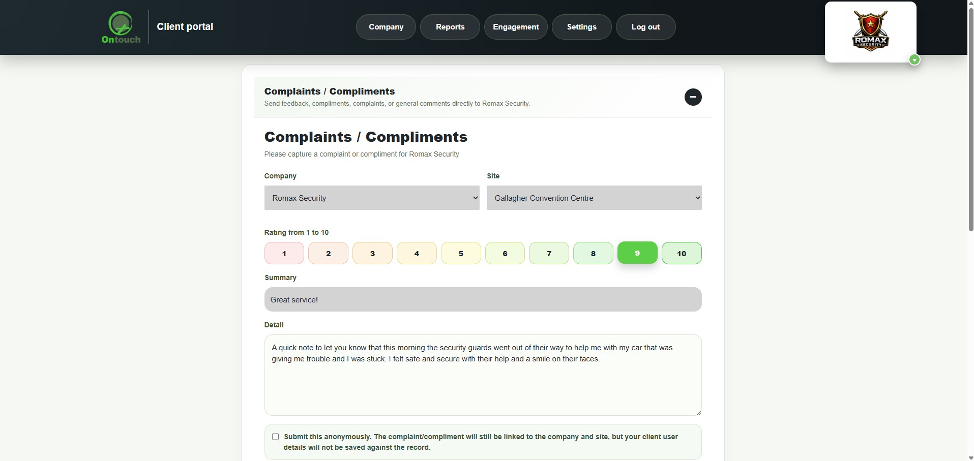 Client portal feedback surveys and question sets